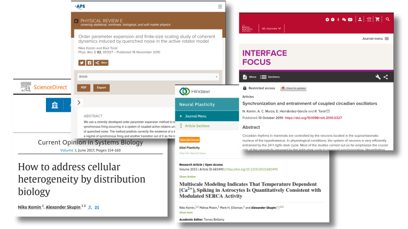 Screenshots of selected publications